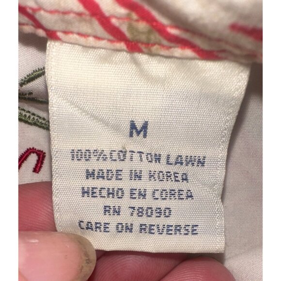 Bamboo Cay Mens Hawaiian Shirt M Red Beige Palm Leaf 100% Cotton Lawn Made In Ko - Picture 4 of 6